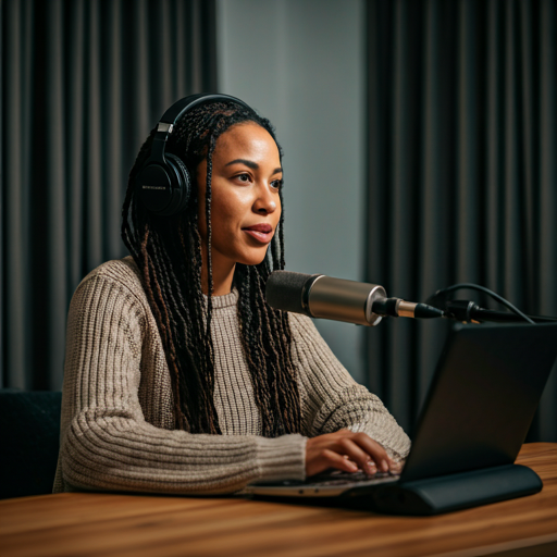 Podcasters recording a show